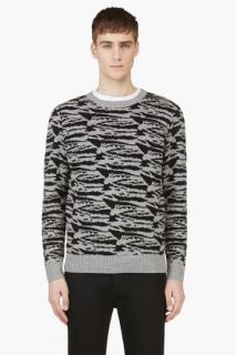 A.p.c. Grey And Black Wool Zebra Sweater