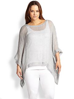 Eileen Fisher, Sizes 14 24 Boatneck Poncho Top   Pewter