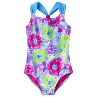 Xhilaration Girls Tie Dye 1 Piece Swimsuit   Multicolor XS