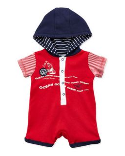 Sailboat Hooded Playsuit, 3 12 Months