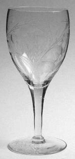 Glastonbury   Lotus 28 2 Water Goblet   Stem #28, Cut Floral Design On Bowl