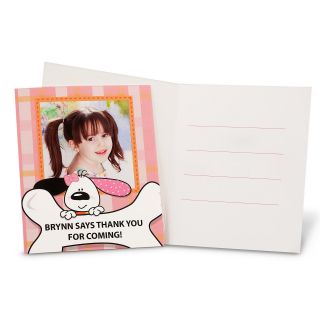 Playful Puppy Pink Personalized Thank You Notes