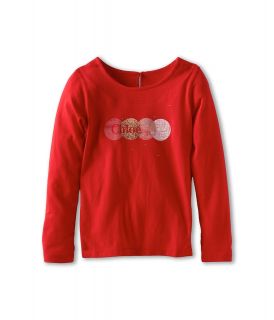 Chloe Kids L/S Stitched Collar Circle Logo Print Tee Girls T Shirt (Red)