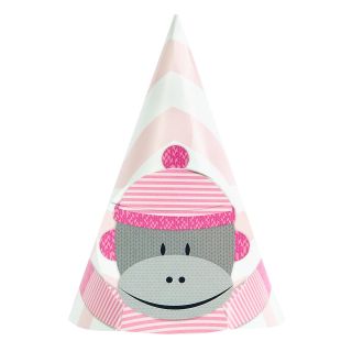 Sock Monkey Pink Cone Hats (8)