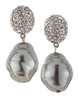 Pavï¿½ Crystal Gray Pearly Drop Earrings