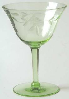 Unknown Crystal Unk4025 Green Champagne/Tall Sherbet   Gray Cut Floral, Smooth S