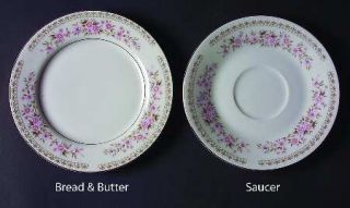 Diamond (Japan) Alexandria Bread & Butter Plate, Fine China Dinnerware   Pink Fl