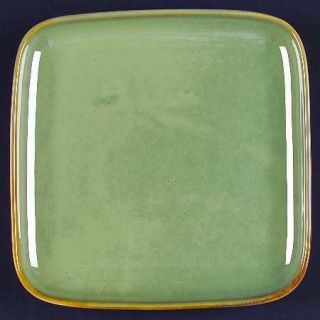 Sango Passion Green Square Salad Plate, Fine China Dinnerware   All Green,Tan Ed