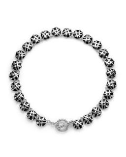 Crescent Weave Riviera Necklace, Black Onyx