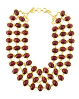 Reversible 3 Row Oval Cut Necklace, Scarlet/Olive