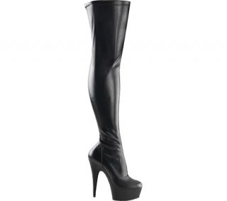 Womens Pleaser Delight 3000   Black Stretch Polyurethane/Black Matte Boots