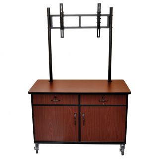 H. Wilson Flat Panel Tv Console With Lockable Storage (BrownCasters 4 inchShelves 4Doors 2Includes universal mountTwo locking cabinets and drawers4 inch full swivel ball bearing casters, two with locking brakesThe brackets of the flat panel mount can b