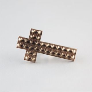 Pyramid Stud Cross Two Finger Ring Gold In Sizes 7, 8 For Women 21439