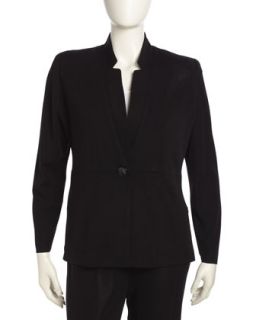 Inverted Notched Collar Tailored Jacket, Black, Womens