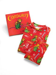 Books To Bed Toddlers & Little Kids Three Piece Corduroy PJ & Book Set   Red