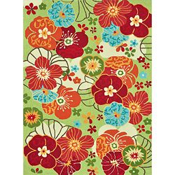 Peony Apple Green Floral Rug (23 X 39)