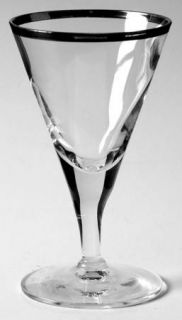 Reizart Monterey Wine Glass   Stem #7160, Swirl Optic On Bowl,Platinum