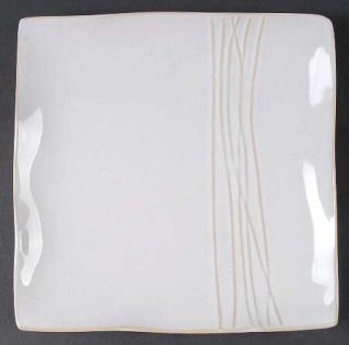 Pier 1 Sakui Salad Plate, Fine China Dinnerware   All White,Square Embossed,No T