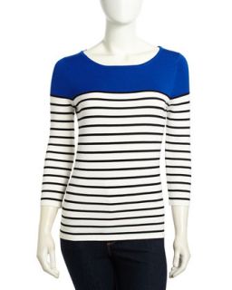 Colorblock Striped Sweater, Blue