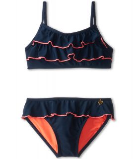 Jessica Simpson Kids Ruffle Bikini Set Girls Swimwear Sets (Navy)