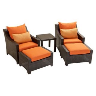 Deco 5 Piece Wicker Patio Chat Furniture Set   Orange