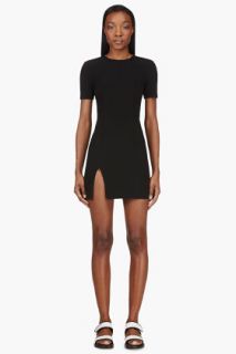 T By Alexander Wang Black Tech Suiting Fitted Dress