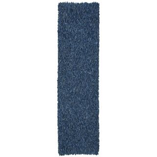 Hand tied Pelle Blue Leather Shag Rug (2 6 X 12)