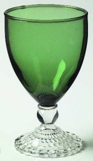 Anchor Hocking Bubble Foot Green Water Goblet   Green Bowl,Clear Stem,Depression