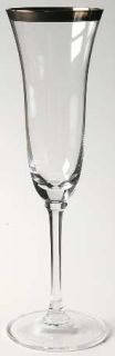 Wedgwood Classic Platinum Fluted Champagne   Clear,Platinum Band,Smooth Stem