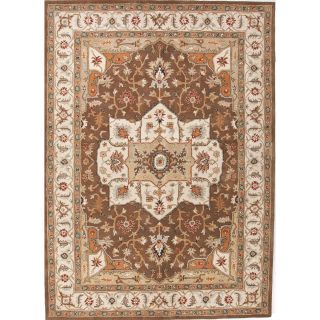 Traditional Beige/ Brown Wool Tufted Rug (96 X 136)