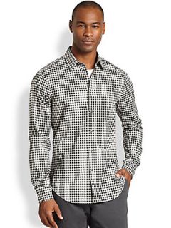 Vince High Contrast Plaid Sportshirt   Oyster