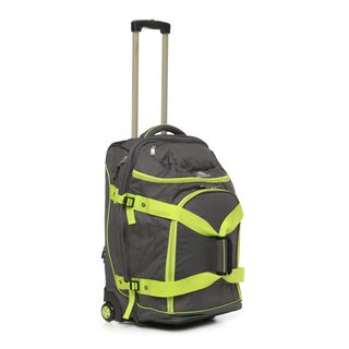 High Sierra Atg3 Charcoal/green 26 inch Drop bottom Wheeled Upright Duffel Bag (Charcoal/ greenWeight 12 poundsPockets Two exterior pocketsCarrying strap Two (2) adjustable backpack strapsHandle One (1) top handle, telescoping wandWheel type In lineC