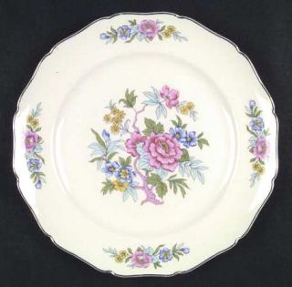 Canonsburg Indian Rose Dinner Plate, Fine China Dinnerware   Pink, Blue & Yellow