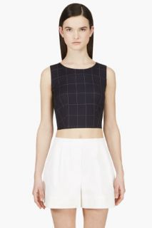 Jacquemus Navy Windowpane Check Crop Top