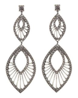 Tiered Oblong Pave Earrings, Hematite