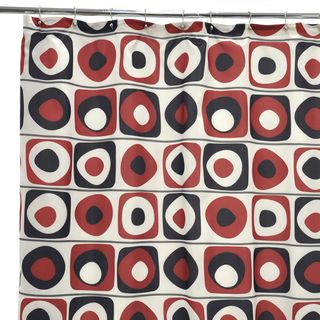Vintage Squares Red Shower Curtain