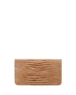 Lizard Embossed Leather Phone Case Wallet, Natural