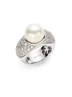 Faux Pearl & Pavé Ring   White Pearl