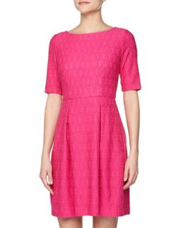 Jacquard Fit And Flare Dress, Cactus Flower