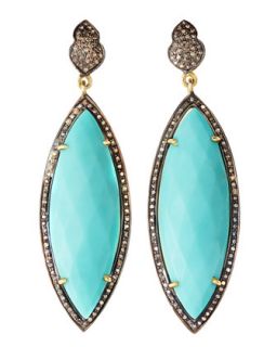 Turquoise & Champagne Diamond Marquis Drop Earrings
