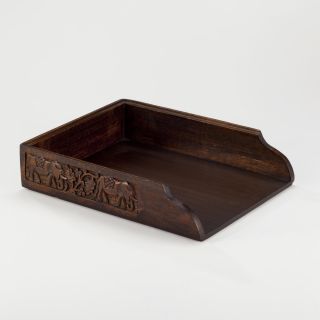 Carved Wooden In/Out Tray   World Market