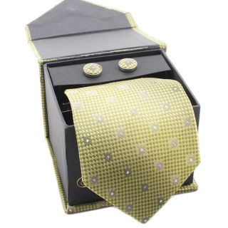 Ferrecci Mens Lime Green Boxed Necktie And Cufflinks (Dotted lime greenApproximate length 60 inchesApproximate width 4 inchesMaterials 100 percent microfiberDry cleanModel BT142 )