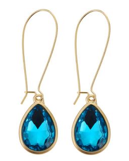 Blue Teardrop Wire Earrings