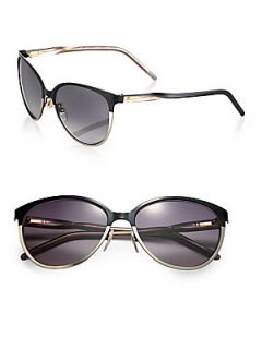 Gucci Optyl Round Sunglasses   Shiny Black