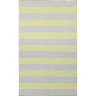 Handwoven Chartrusestripe Yellowgreen Wool Rug (8 X 11)