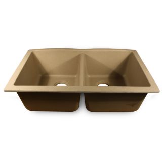 Highpoint Collection 50/50 Double Bowl Granite Composite Undermount Kitchen Sink In Sand (SandInterior dimensions 14 inches wide x 17.5 inches longExterior dimensions 33 inches long x 20.5 inches wideBowl depth 8.5 inchesDrain opening 3.5 inchesMateri