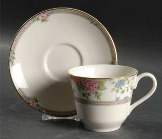 Royal Doulton Amelia (White Background) Flat Cup & Saucer Set, Fine China Dinner