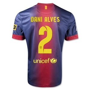 Nike Barcelona 12/13 Daniel Alves Home Soccer Jersey