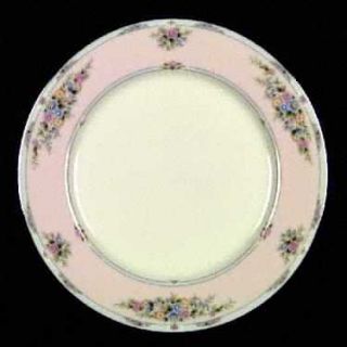 Gorham Weddington Dinner Plate, Fine China Dinnerware   Flowers On Pink Band,Gra
