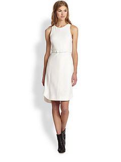 Rag & Bone Olivia Belted Crepe Dress   White